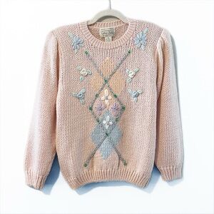 Vintage | Hand-Loomed Chunking Knit Pastel Pullover Sweater